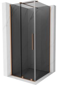 Mexen Velar, cabină de duș cu ușă glisantă 110 x 110 cm, sticlă gri 8 mm, cupru mat, 871-110-110-41-65