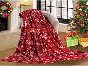 Pătură roșie cu microplush de Crăciun SNOWFALL Dimensiune: 200 x 220 cm