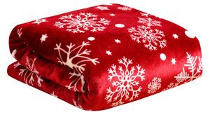 Pătură roșie cu microplush de Crăciun SNOWFALL Dimensiune: 200 x 220 cm