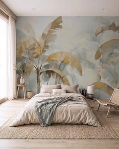 Tapet Palmieri abstracți, imitație după un tablou, Fototapet Natură, Fototapet cu frunze de palmier, w05997 : Uwalls.ro