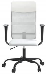 Scaun birou reglabil în înălțime, alb, piele artificială/plasă