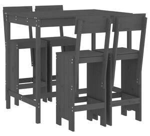 Set mobilier bar pentru grădină, 5 piese, gri, lemn masiv pin