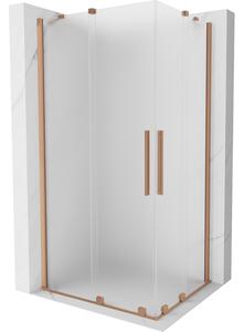 Mexen Velar Duo, cabină de duș cu ușă glisantă 90 x 80 cm, sticlă mată 8 mm, cupru mat, 871-090-080-32-65