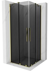 Mexen Velar Duo, cabină de duș cu ușă glisantă 100 x 100 cm, sticlă gri 8 mm, auriu lucios, 871-100-100-42-50