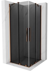 Mexen Velar Duo, cabină de duș cu ușă glisantă 100 x 100 cm, sticlă gri 8 mm, aur roz, 871-100-100-42-60
