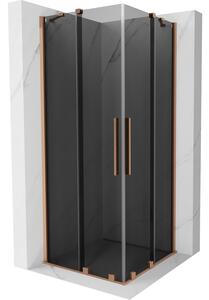 Mexen Velar Duo, cabină de duș cu ușă glisantă 80 x 80 cm, sticlă gri 8 mm, cupru mat, 871-080-080-42-65