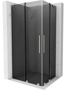 Mexen Velar Duo, cabină de duș cu ușă glisantă 90 x 80 cm, sticlă gri 8 mm, oțel periat, 871-090-080-42-97