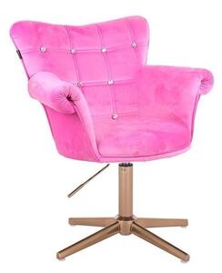 HR804CCROSS scaun Catifea Roz cu Bază Aurie