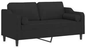 Canapea cu 2 locuri cu pernuțe, negru, 140 cm, textil