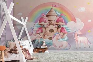 Fototapet Unicorni și un castel, Fototapet copii, Fototapet populare, u72545 - Tapeko.ro