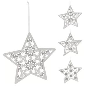 Stea suspendata de Craciun GLITTER STAR 22 cm, alba