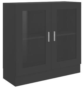 Dulap cu vitrină, negru, 82,5 x 30,5 x 80 cm, PAL
