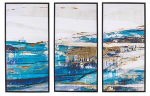 Set de 3 tablouri Gallery, Panza Lemn, Alb Albastru, 40x3.2x80 cm