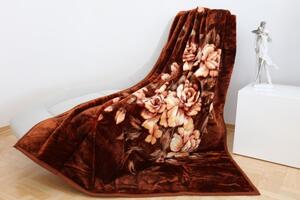 Pătură calduroasă cu imprimeu floral maro Lăţime: 160 cm | Lungime: 210 cm