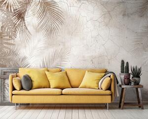 Tapet Glamorous 3D frunze în stil grunge, Fototapet pădure, Fototapet Tropics, u73583 : Uwalls.ro