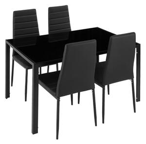 FUR-138-258-BLACK set masa din sticla 4 scaune tapițate