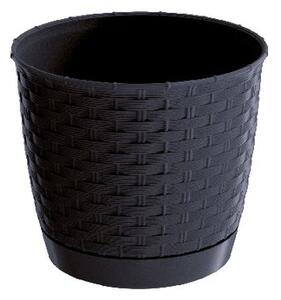 Jardinieră din plastic Ratolla Round, antracit, diam. 22 cm, 22 cm