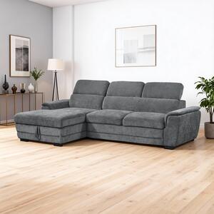 Coltar extensibil pe stanga cu spatiu de depozitare, Dreamora, Antracit, 167x270x82 cm