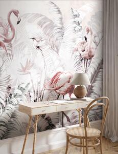 Fototapet Imagine de fundal cu flamingo și păsări, Fototapet designer, Fototapet populare, u73919 - Tapeko.ro