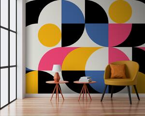 Fototapet Cercuri și pătrate colorate, Fototapet geometric 3D, Fototapet populare, u74293 - Tapeko.ro