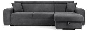 Colțar Extensibil BELLAGIO, șezlong interschimbabil, cu ladă de depozitare, cu tetiere reglabile, 280x170x100, Antracit - Outlet