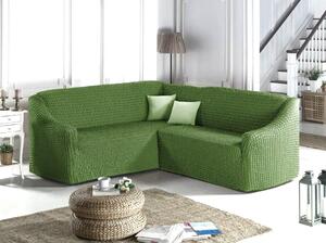 Husa elastica si creponata pentru coltar, fara volanas, culoare Verde