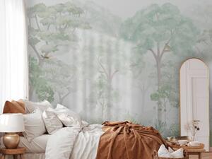 Fototapet Imagine de fundal cu copaci și plante, Fototapet acuarelă, Fototapet populare, u74501 - Tapeko.ro