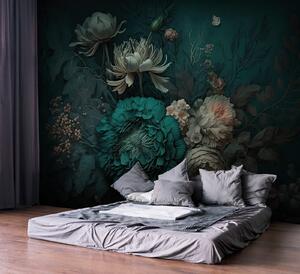 Fototapet Compoziție florală elegantă cu nuanțe profunde, Fototapet flori 3D, Fototapet populare, u75402 - Tapeko.ro