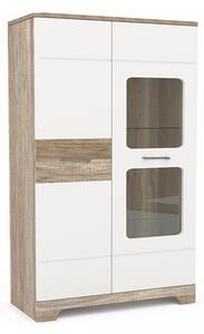 Vitrina cu doua usi Mulatto C oak canyon/white gloss