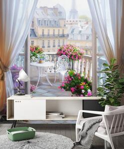 Fototapet Balcon cu vedere la Turnul Eiffel, Fototapet ferestre, Fototapet populare, u79425 - Tapeko.ro