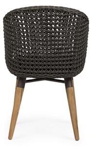 Scaun pentru gradina / terasa, tapitat cu stofa si picioare din lemn de tec Ninfa Maro, l54,5xA65xH79 cm