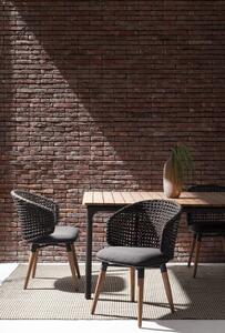 Scaun pentru gradina / terasa, tapitat cu stofa si picioare din lemn de tec Ninfa Maro, l54,5xA65xH79 cm