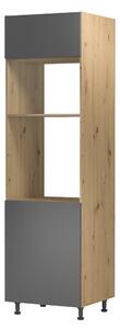 Dulap înalt de bucătărie pentru electrocasnice încorporate D60PM Langari (stejar artisan + gri mat). 1016898