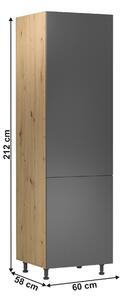 Dulap de bucătărie pentru alimente D60R Langari (stejar artisan + gri mat) (S). 1016897