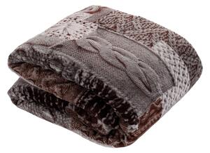 KONDELA Pătură blăniţă faţă-verso, albă, model patchwork, 150x200, SARTI