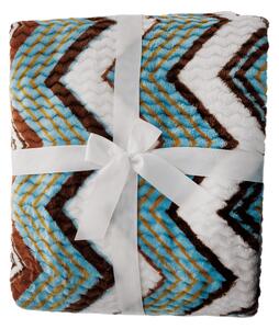 KONDELA Pătură blăniţă faţă-verso, alb, model color, 200x220, ANATH