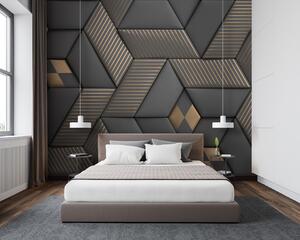 Fototapet Eleganță geometrică în gri și alamă, Fototapet 3D, Fototapet populare, u93413 - Tapeko.ro