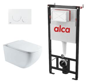 Set complet vas WC suspendat Fluminia, Dino Tornado Alb, cu rezervor Alca si clapeta alba
