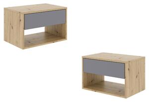 Set haaus Pedro, 1 Sertar, Stejar Artisan/Antracit, 53 x 35 x 33 cm