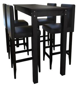 Masă de bar cu 4 scaune de bar, negru
