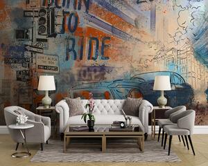 Fototapet Vopsirea unei mașini și a semnelor stradale, Fototapet designer, Fototapet populare, u93889 - Tapeko.ro