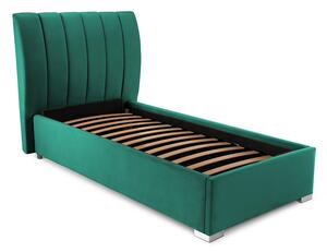 Pat Tapițat Santiago, cu somieră rabatabilă și ladă de depozitare, Swing-Verde / 80x190