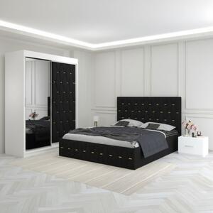 Dormitor Eric Negru Cu Dulap Tapitat 160x200