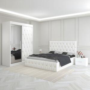 Dormitor Eric Alb Cu Dulap Tapitat 140x200