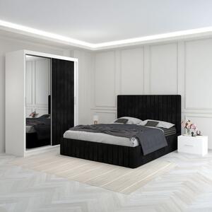 Dormitor Luca Negru Cu Dulap Tapitat 160x200