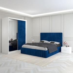 Dormitor Luca Albastru Cu Dulap Tapitat 160x200