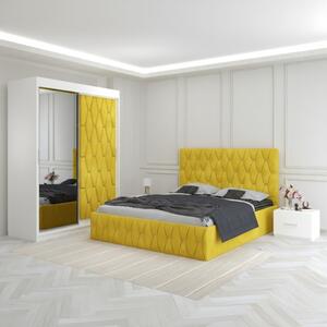 Dormitor Eric Galben Cu Dulap Tapitat 160x200