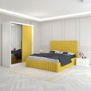 Dormitor Luca Galben Cu Dulap Tapitat 160x200