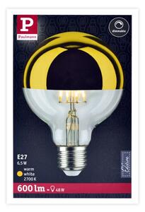 Bec LED dimabil cu cap sferic oglindit E27/6,5W/230V 2700K auriu Paulmann 28675