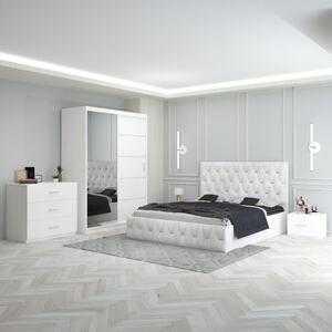 Dormitor Eric Alb + Comoda 3 Sertare 160x200